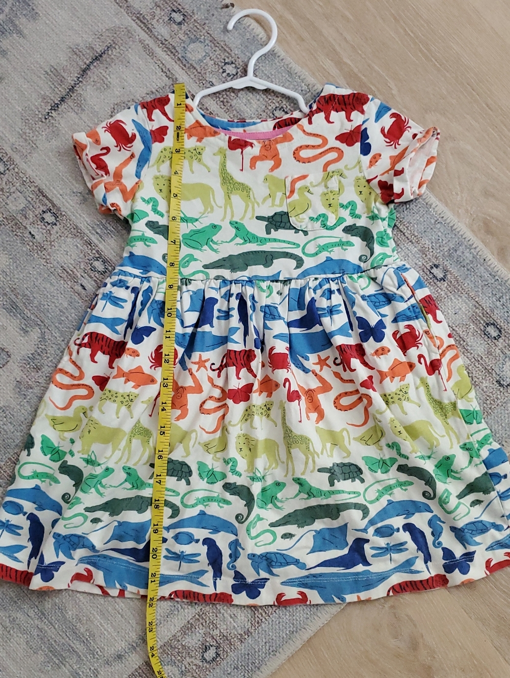 Mini Boden Girls Rainbow Animal Print Safari Zoo Cotton Dress Sz5-6y - Picture 4 of 10